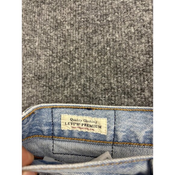 Levi's 501 Denim Shorts Womens 27 Blue Light Wash Button Fly Distressed Cutoff - Picture 2 of 11